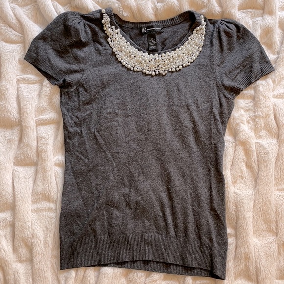 INC International Concepts Pearl Statement Necklace Scoop Neck Sweater - Picture 3 of 16